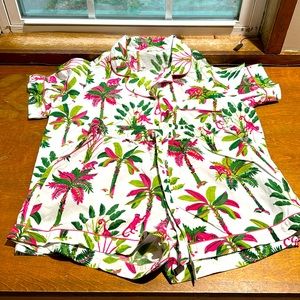 Print fresh pajama set- PINK MONKEYS!